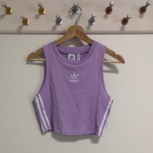 Adidas 3 Striped Purple Cropped Muscle Tank